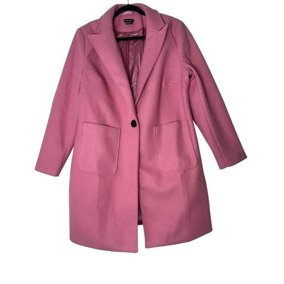 City Chic Jackets & Blazers - City Chic Coat Jacket Womens‎ Size 14 Pink Long Pockets Lined Career Outdoor